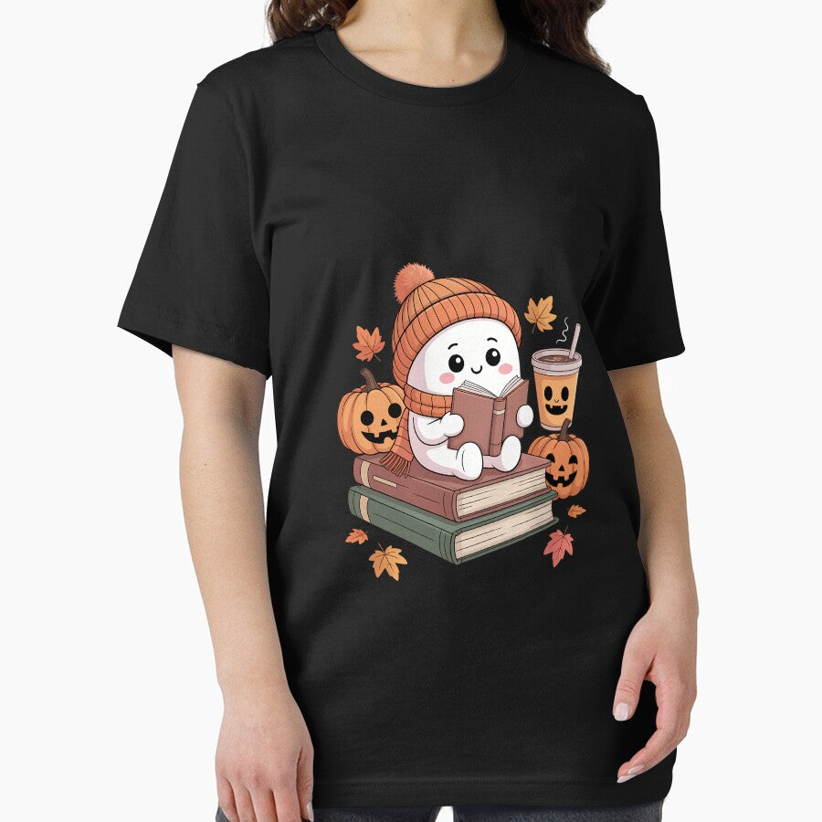 Halloween Ghost Reading Book Lovers Coffee Girl by DeadlockCrew