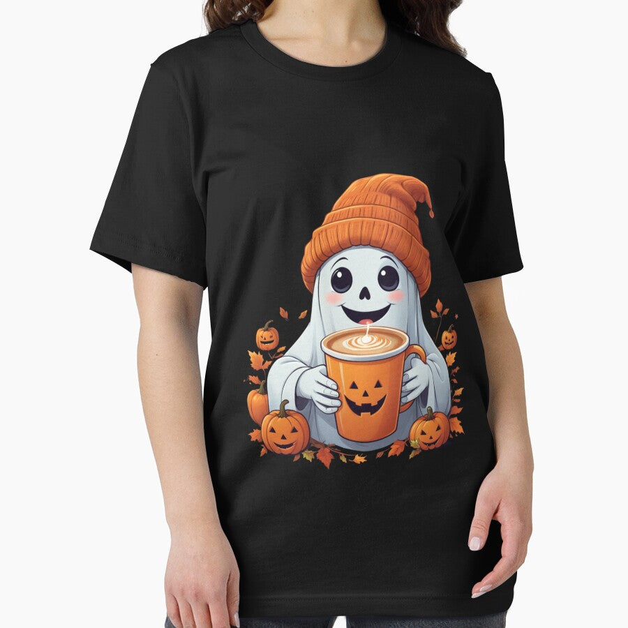 Cute Ghost Drinking Pumpkin Spice Ghost Halloween Costume by woshgo