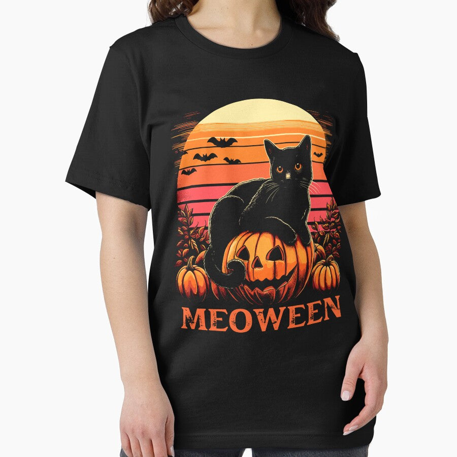 Meoween Black Cat Halloween Pumpkin Design by Quirky Shirts