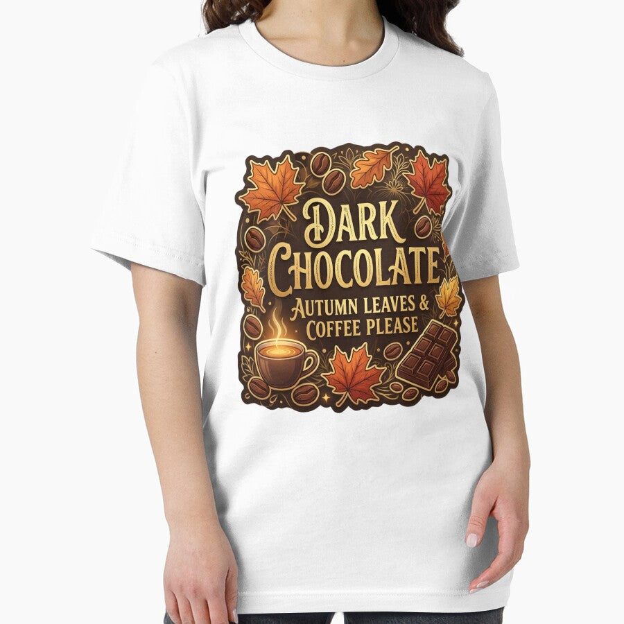 Dark Chocolate Autumn Leaves and Coffee Fall Season Slogan by KreatoLab