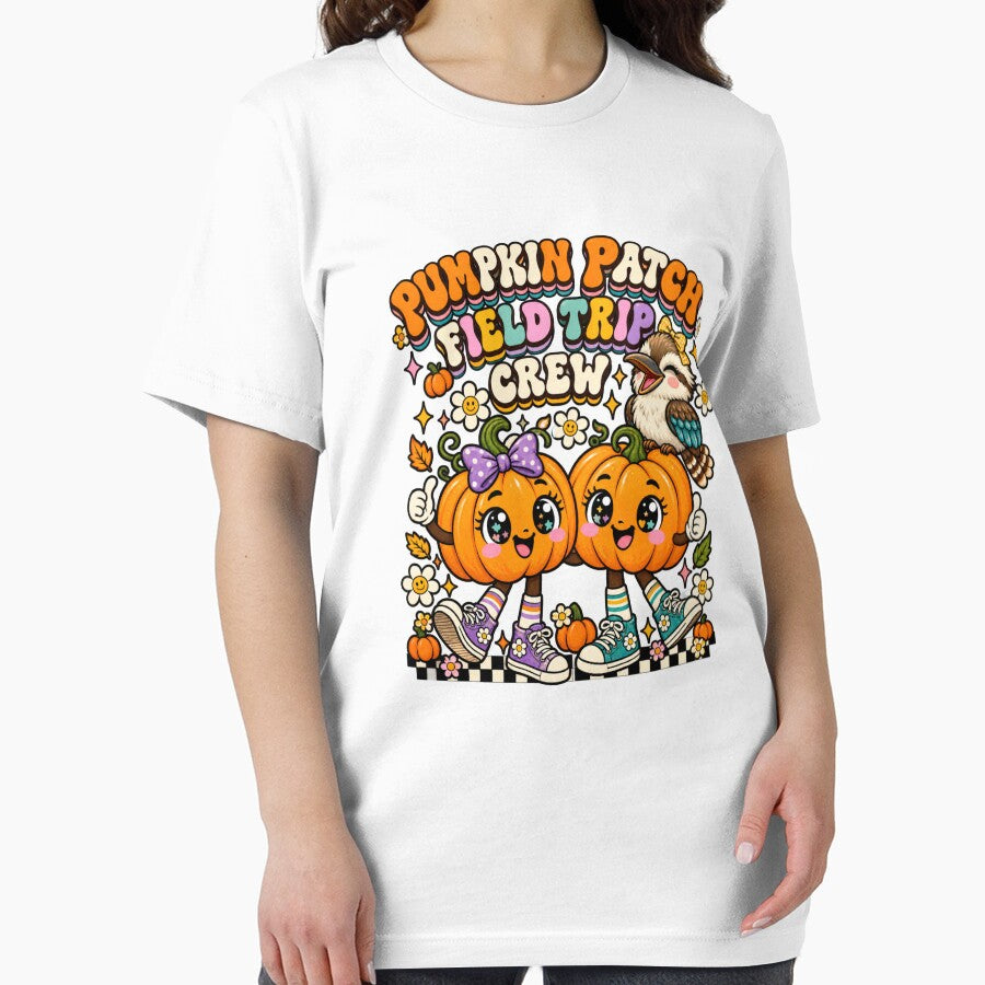 Pumpkin Patch Field Trip Crew Groovy Kawaii Pumpkin Kookaburra Aussie by Yellowriversss
