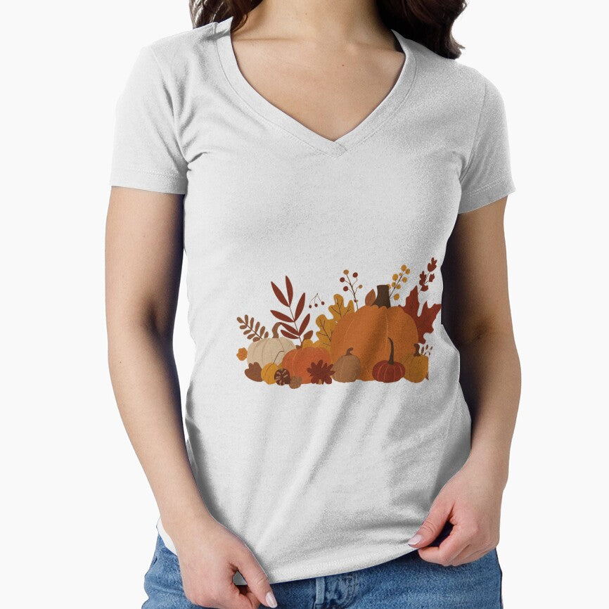 Modern Fall Vibes – Pumpkin & Leaves Illustration by ArtBySylvia