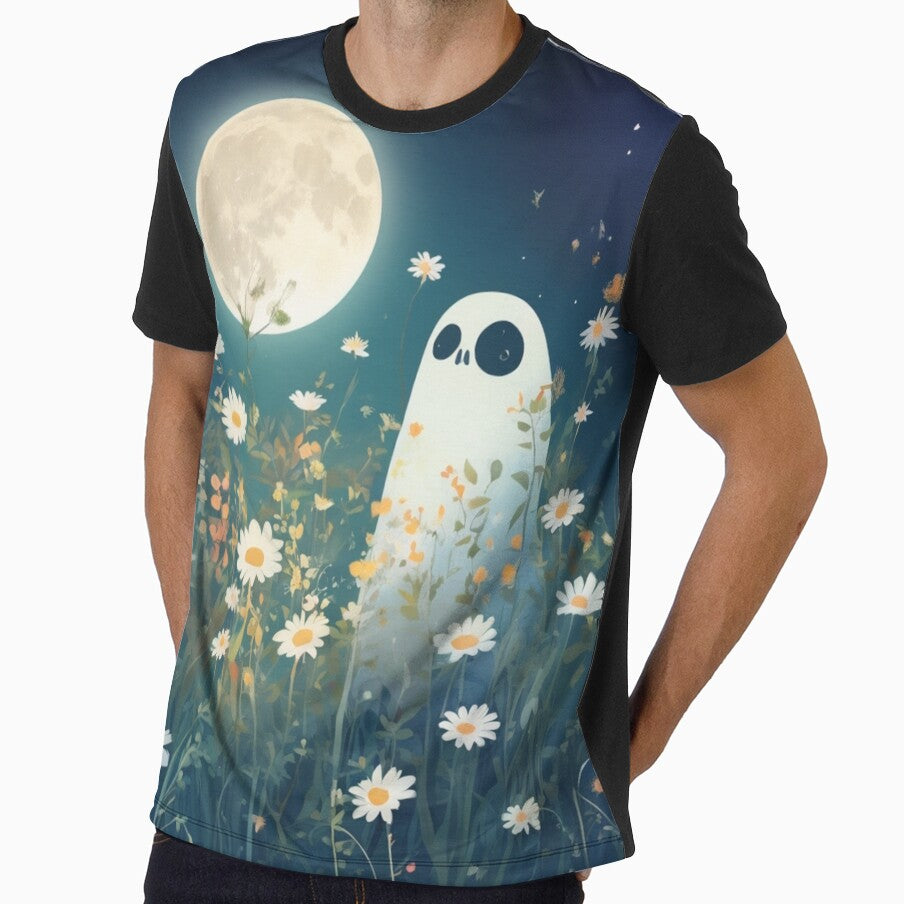 Whimsical Moonlit Ghost in a Daisy Field by Moad Fahim