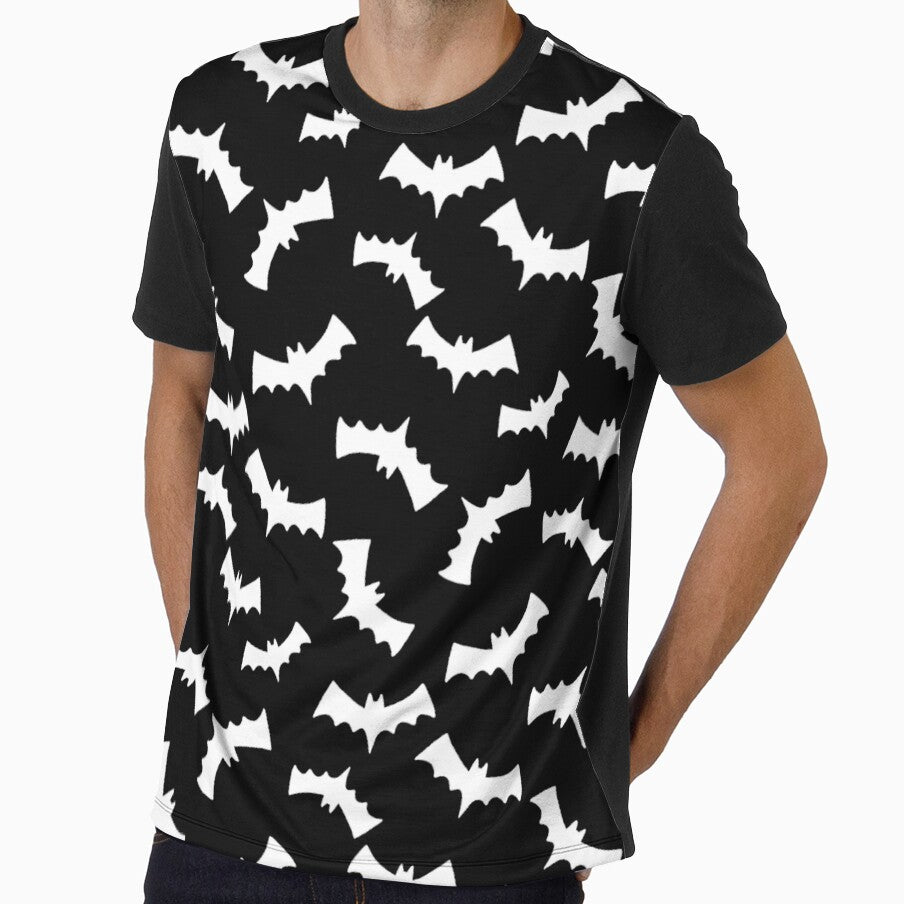 Flying Bat Halloween Pattern | Cute Spooky Black & White Design 2026 by Christina_Denton