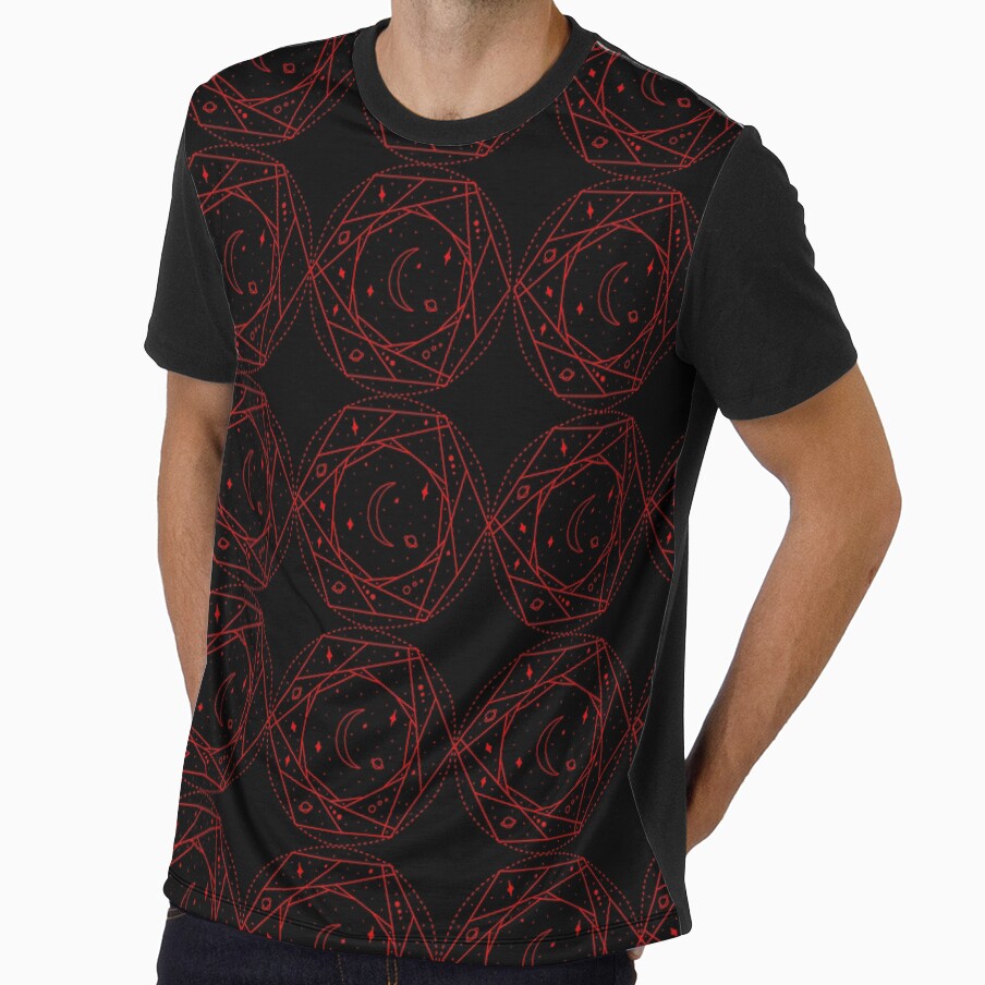 Geometric Red Moon And Stars by Tatt-Hooligans