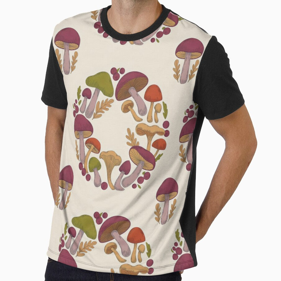 Mushroom Circle with White Stems and Autumn Accents by SplashTastic