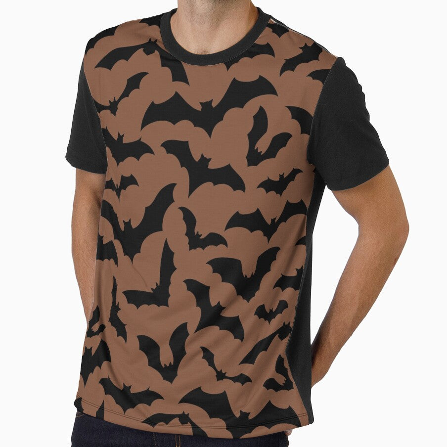 Vampire Flight at Dusk – Bold Spooky Bats Pattern | Brown by Frohyou