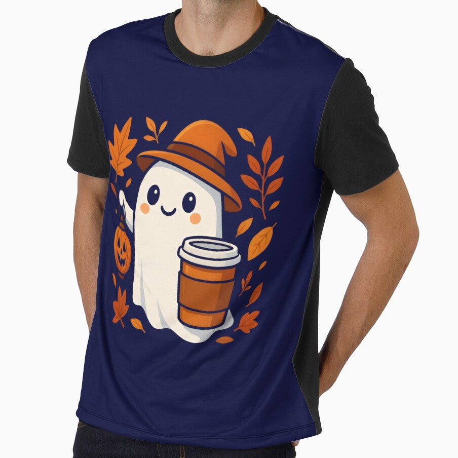 Cute Ghost With Coffee Fall Vibes by DemureArtsy