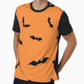 Halloween Bats On Orange Background Pattern Design by PNGShop