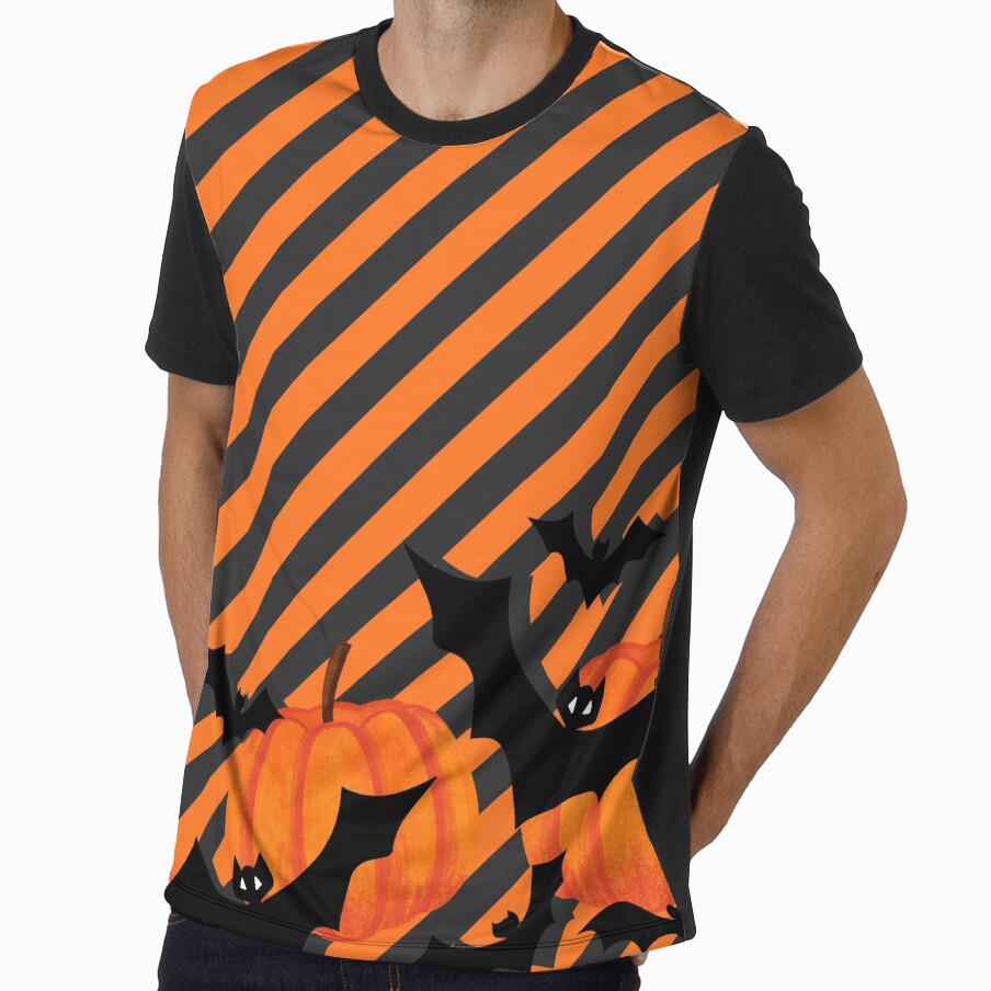 Super spooky halloween bats and pumpkins stripes by chihuahuashower