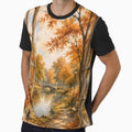Cozy Autumn Window View – Watercolor Fall Park by blankTeeShirt