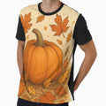 Golden Autumn Pumpkin and Falling Leaves by LuminousStudios