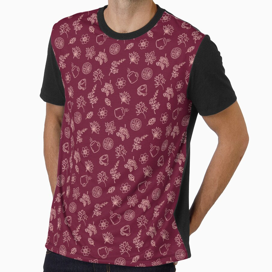 Red fall floral pattern in burgundy and light red by FunnyChameleon