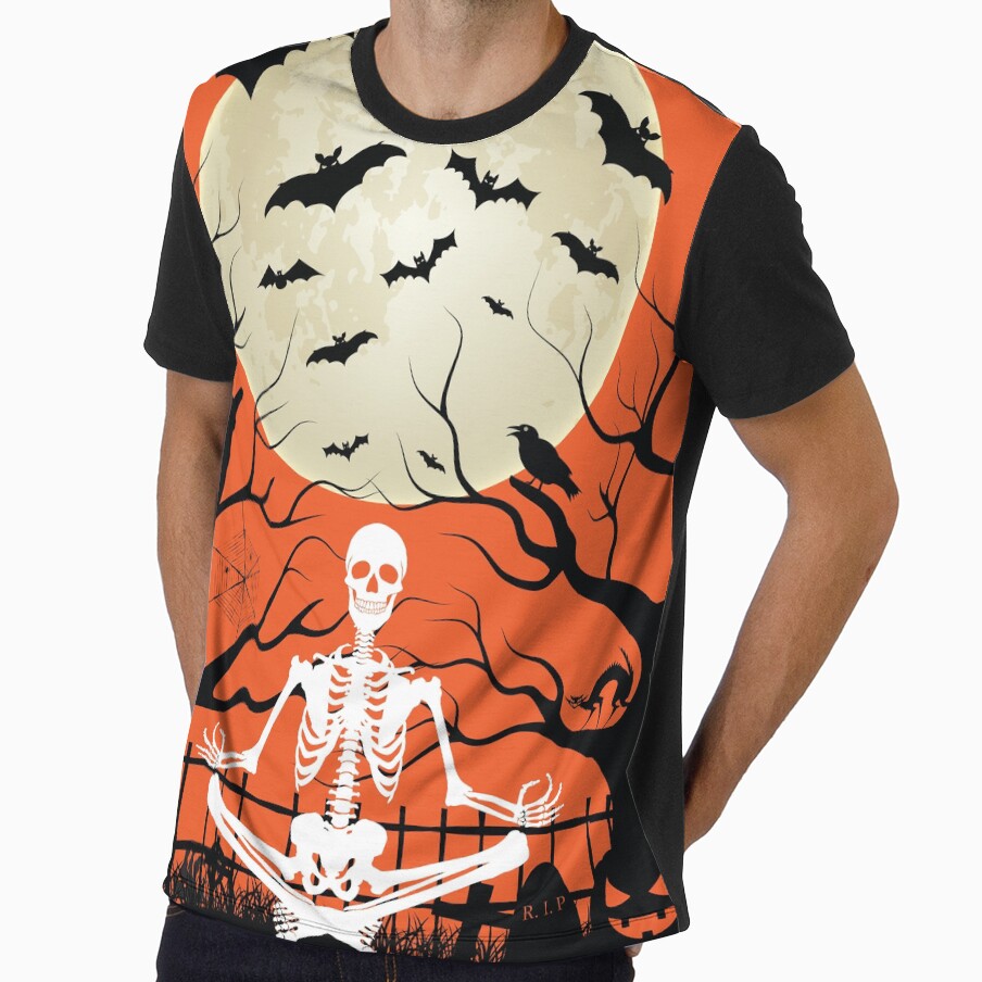 Halloween Meditating Skeleton Funny Freaky Yoga Pose by dass-art