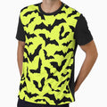 Vampire Flight at Dusk – Bold Spooky Bats Pattern | Chartreuse by Frohyou