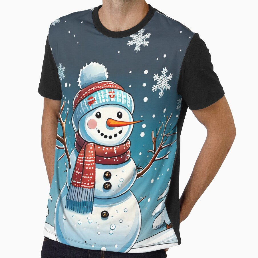 snowman with warm red beanie and scarf by emaotx