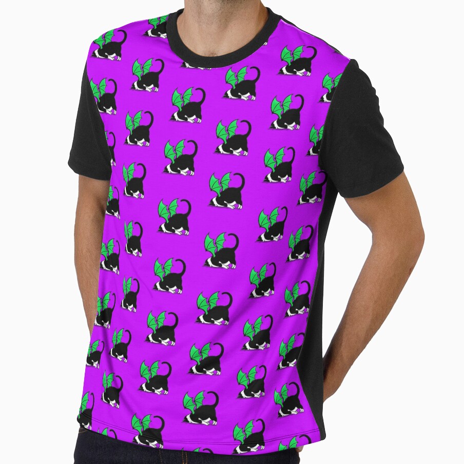 Cat Bat Halloween Purple green pattern by BeebooDesign