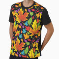 Multicoloured Atumn Leaves On A Black Background Repeating Pattern by Image-Caption