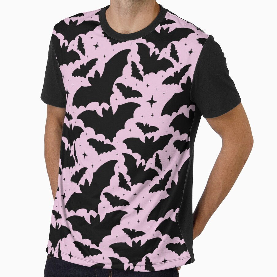 Pastel Goth Black Bats and Stars Pattern by OddsomeOddree