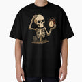 Funny Halloween Skeleton Waking Up Too Early – Vintage Alarm Clock Cartoon by Jollivane Studio