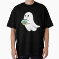 Floating Cartoon Style Ghost with Coffee Cup by Karina Creative Studio