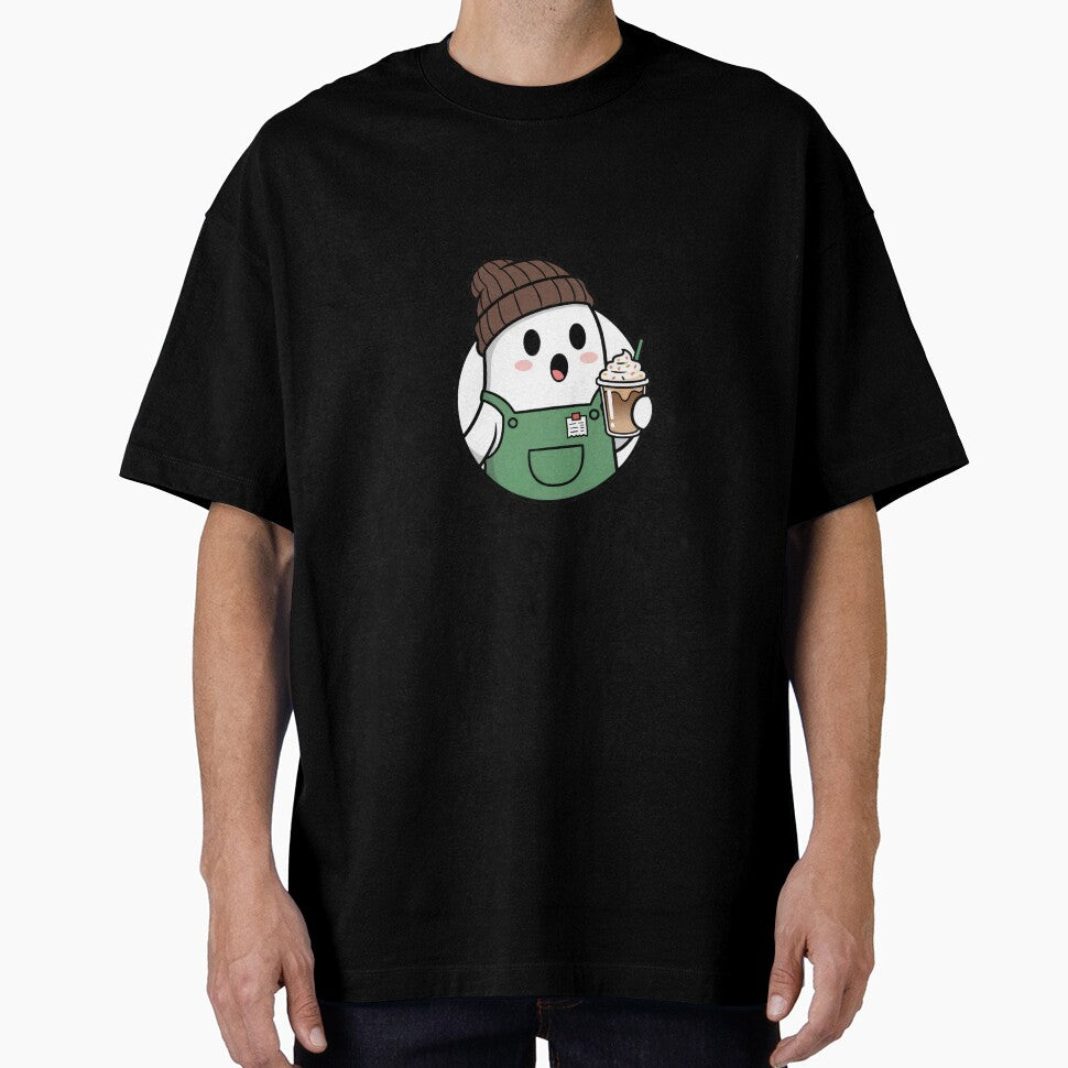 Cute Ghost with Iced Coffee by VibePrintsHub