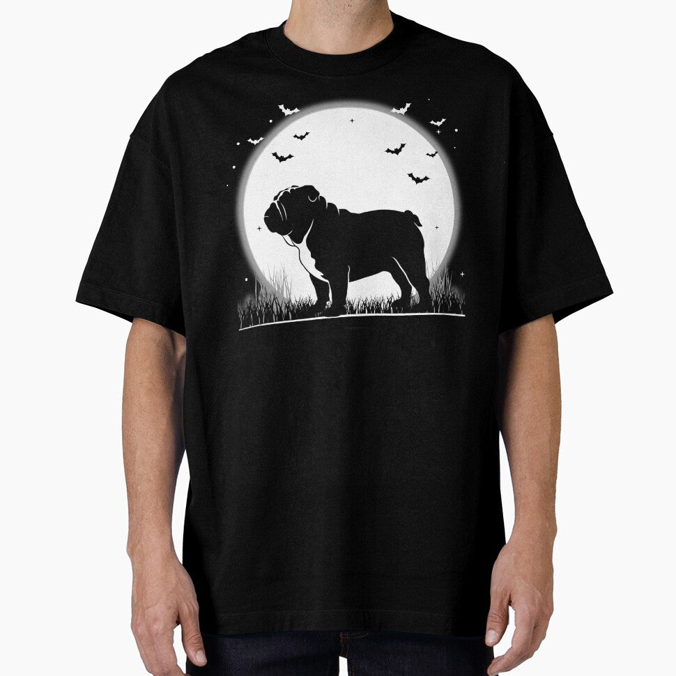 English Bulldog Dog – Halloween Moon Silhouette by The Real Life Symphony