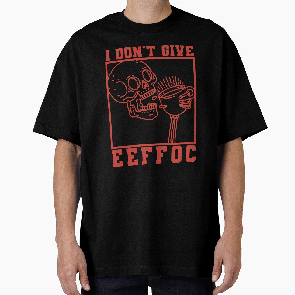 I Dont Give Eeffoc, Skeleton Drinking Coffee, Red by anghelapparel