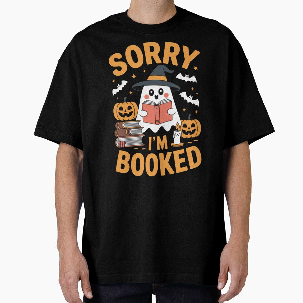 Sorry I'm Booked Ghost Reading Book Lover Teacher Halloween by Vastingan