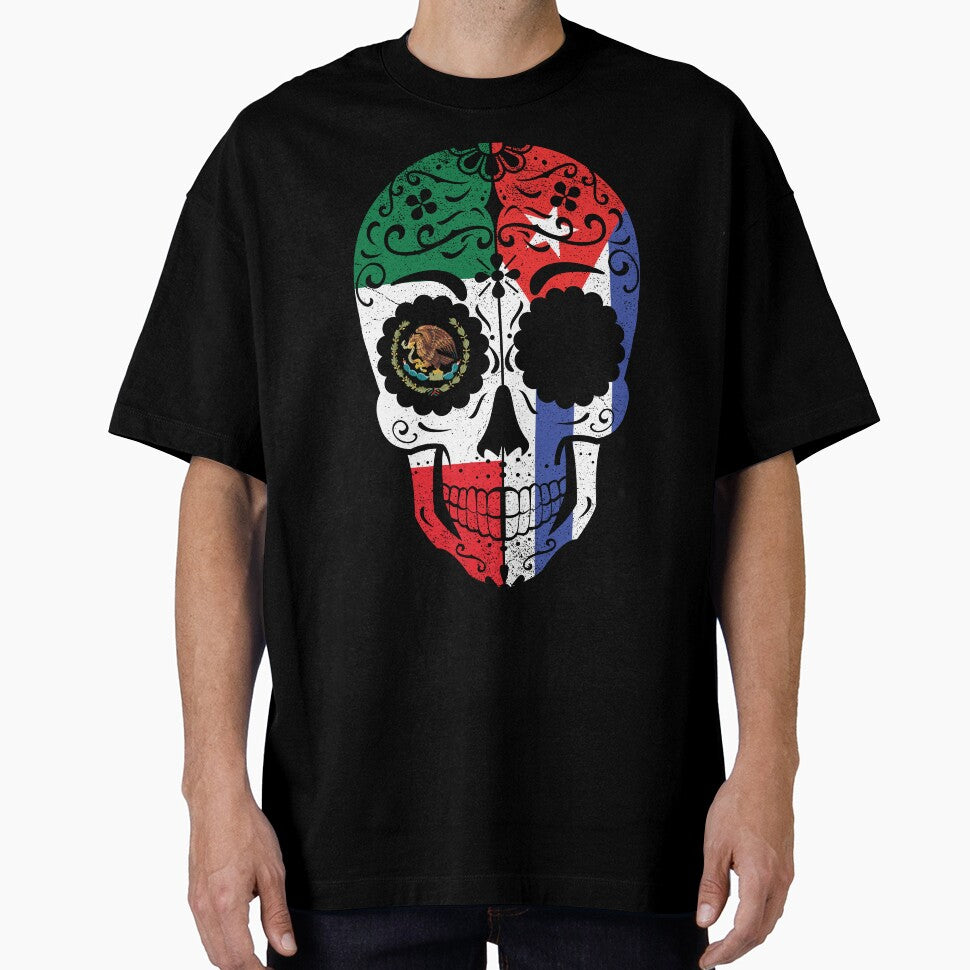 Mexican Cuban Flag Sugar Skull by snickrdoodle