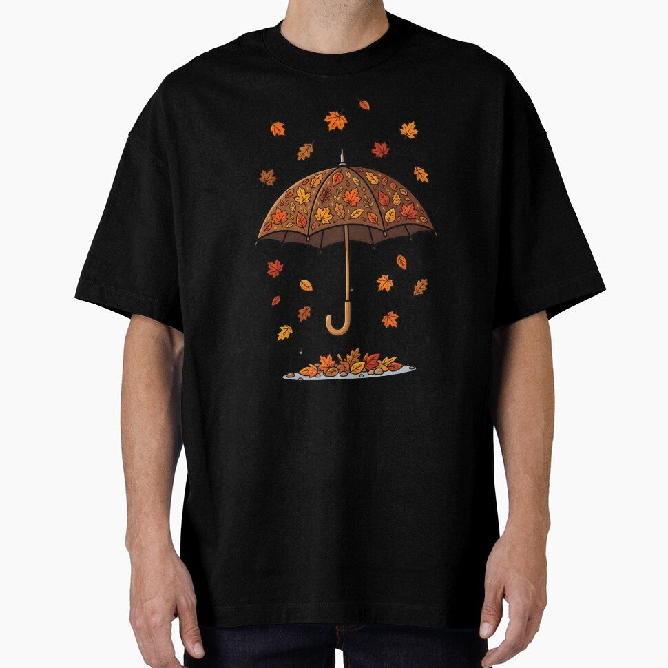Cozy Autumn Umbrella and Falling Leaves Art by Herodestroyer