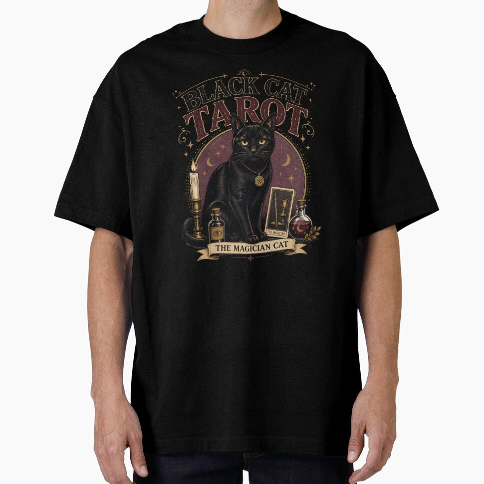 BLACK CAT TAROT The Magician Cat Halloween Vintage Screen Print by RoyesButler
