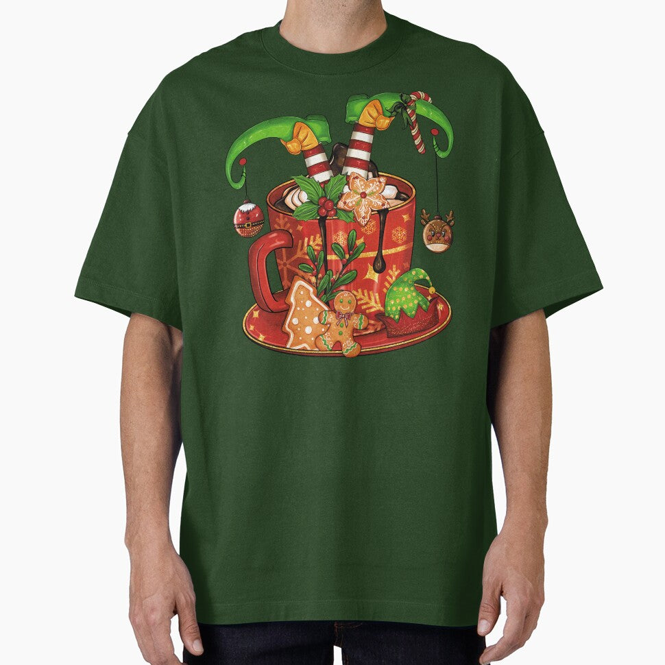 Christmas Elf Coffee Cup With Cookie, Cute Elf Coffee Cup’s Christmas by LunaNovaArtShop