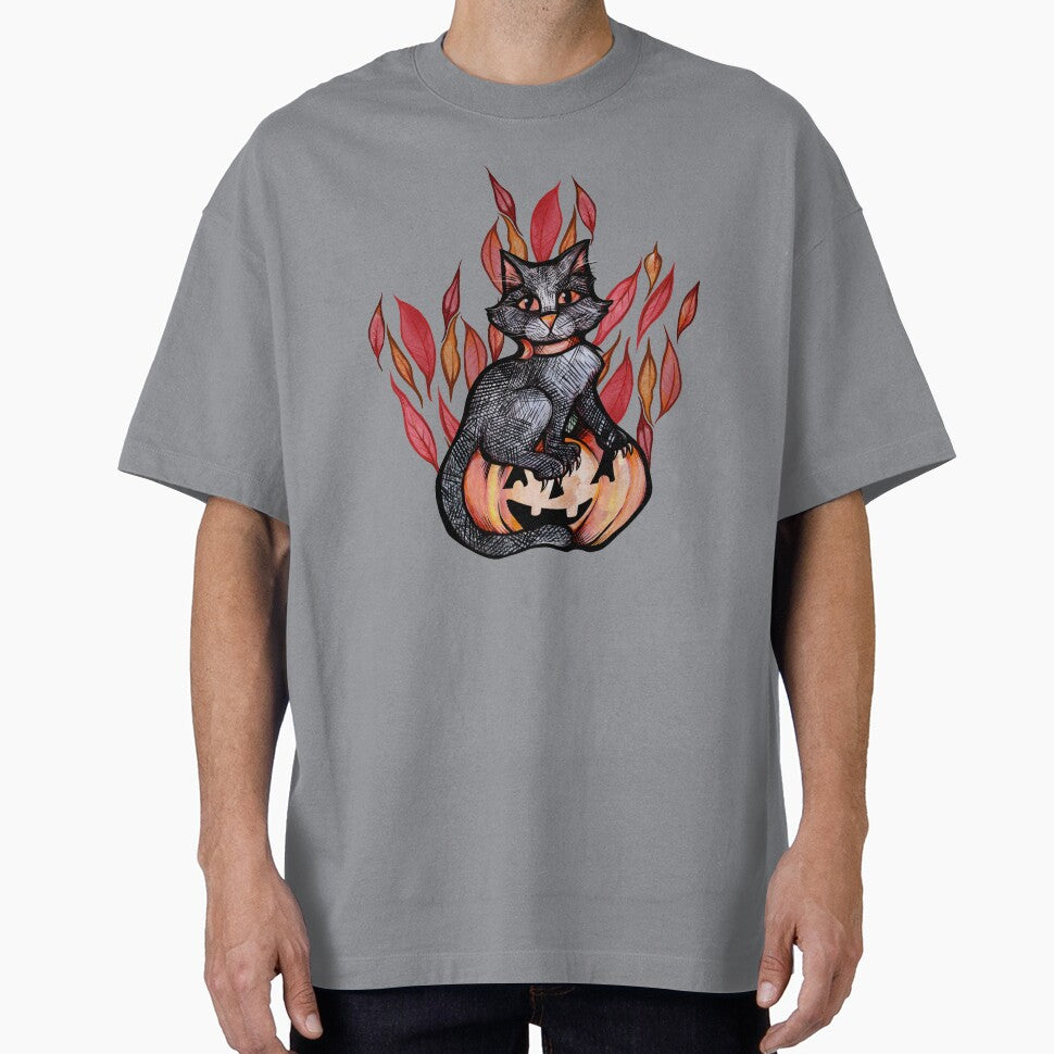 Autumn Black Cat Jack O Lantern by FrictionMaxxing