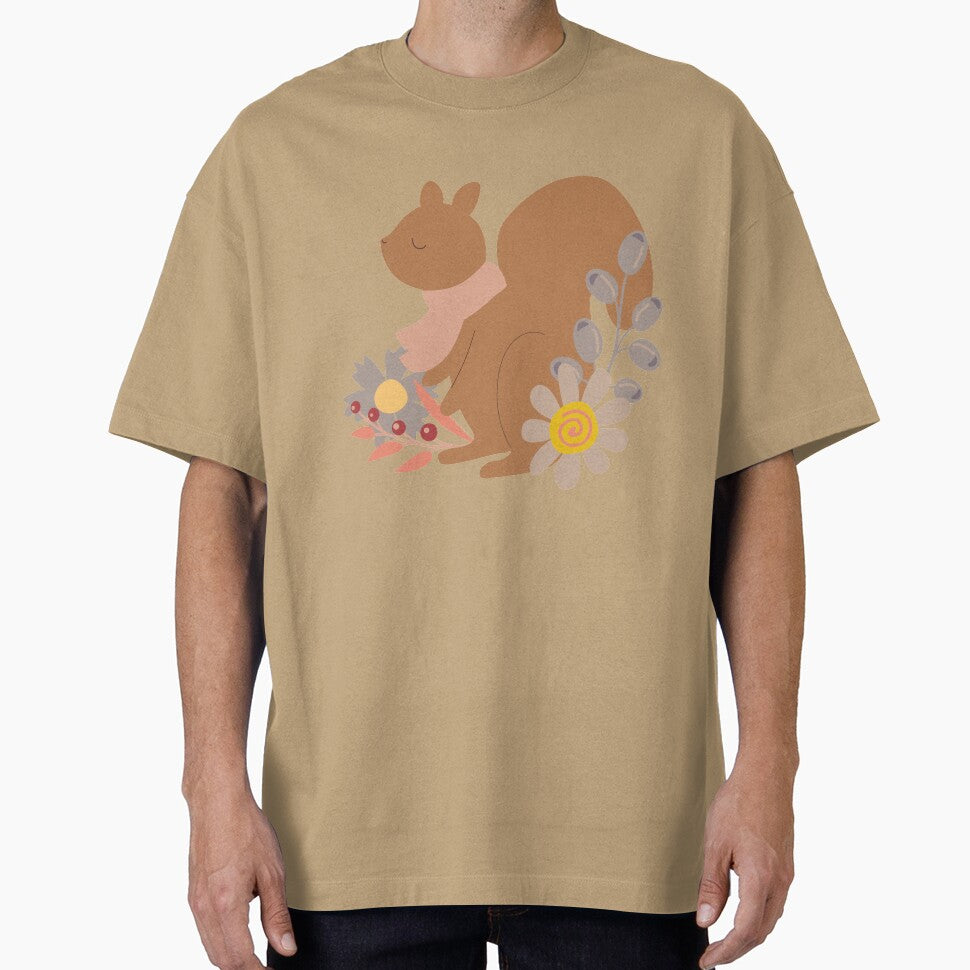 Cute squirrel in Autumn floral pattern by FunnyChameleon