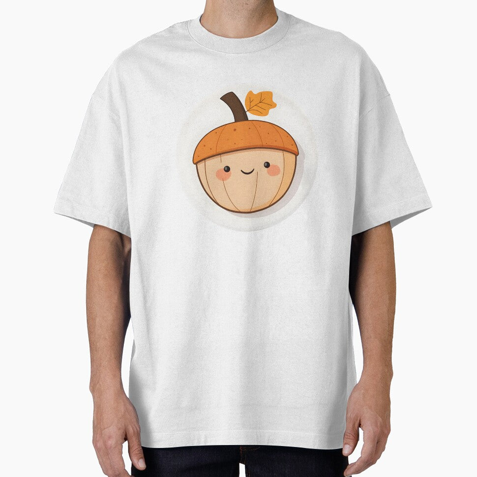 Smiling Acorn with Autumn Leaf Cap by CharmingQuill