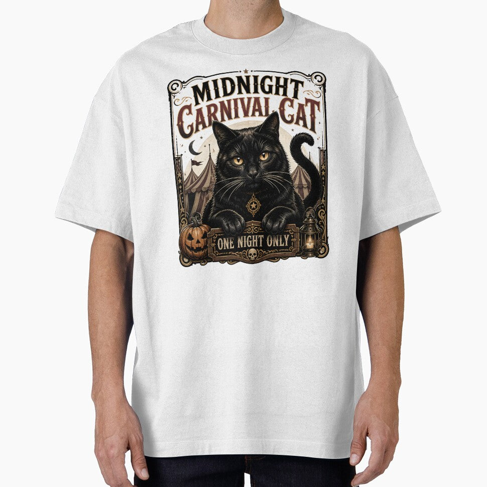 Midnight Carnival Cat Black Cat Halloween Retro Poster by BernoNickel