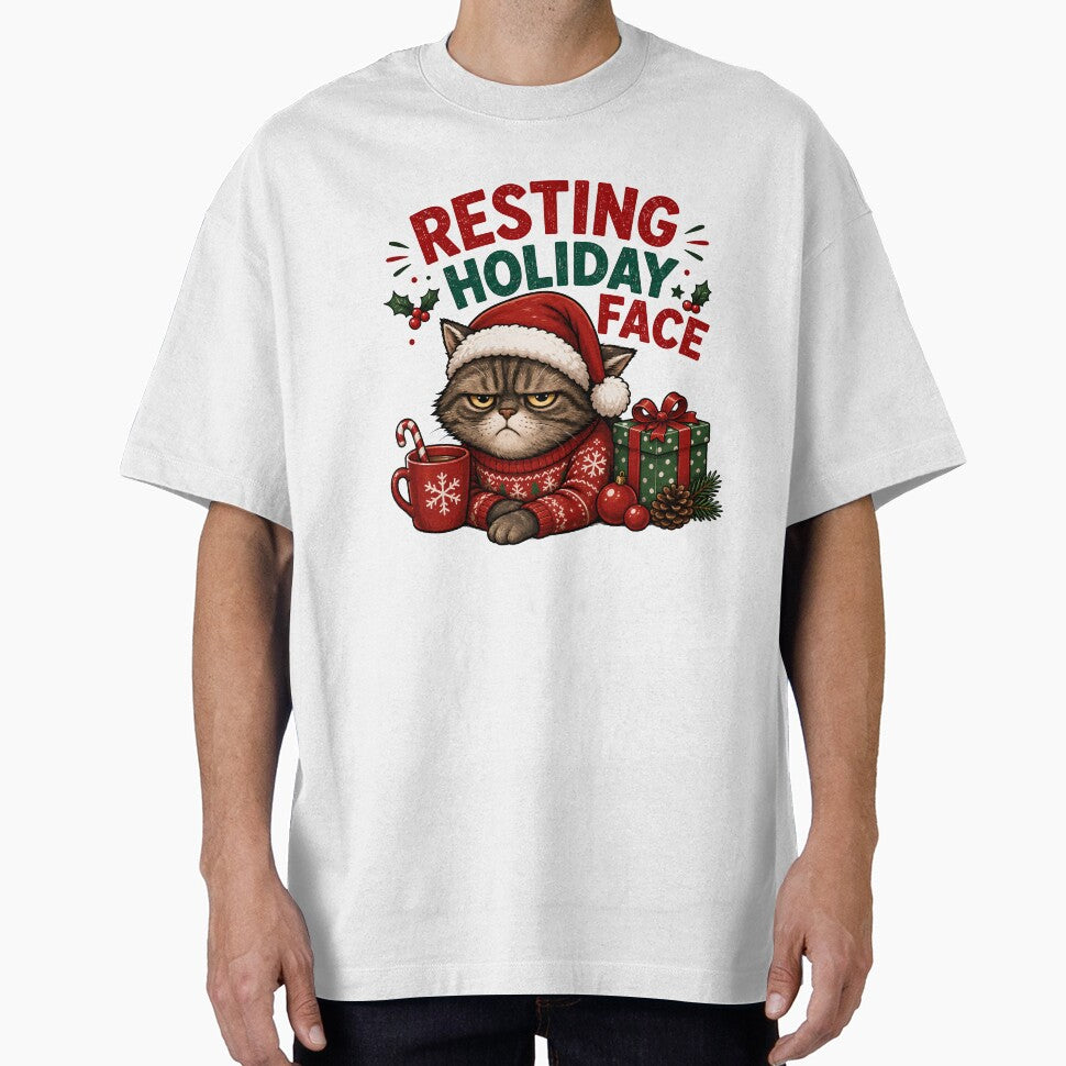 Resting Holiday Face – Funny Grumpy Christmas Cat by SVALANART