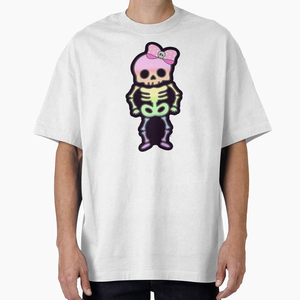 Girly Skeleton with Pink Bow & Rainbow Ombre by SpunkyDoodles