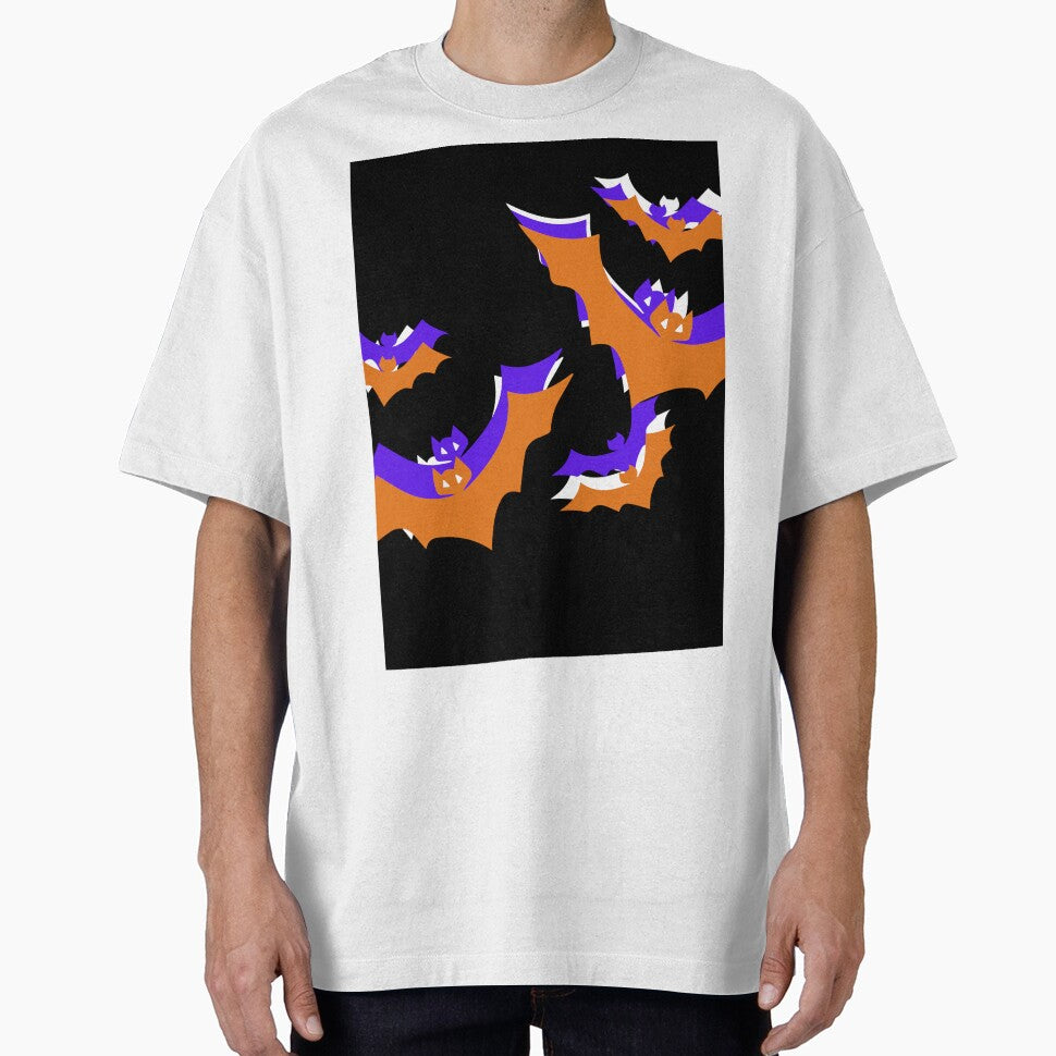 Spooky Orange Purple and White Layered Halloween Bats by SimplyPsycho