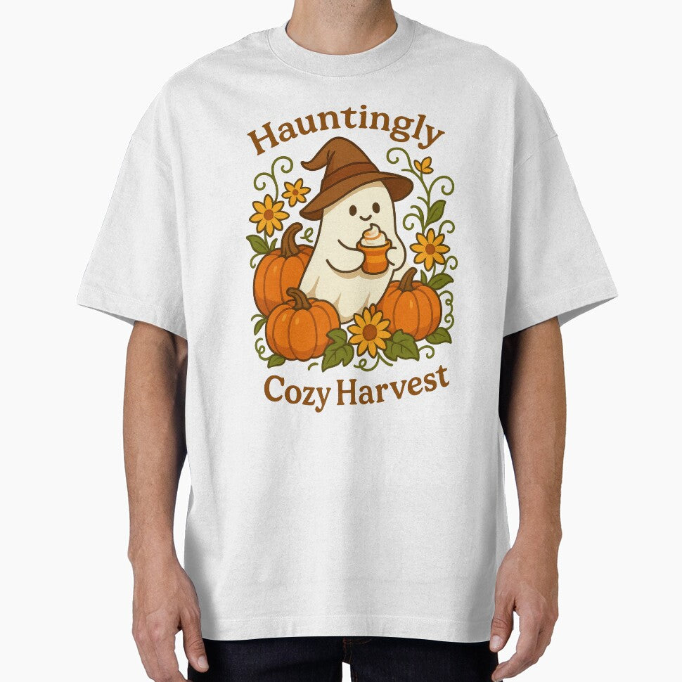 Hauntingly Cozy Harvest – Cute Ghost Autumn Pumpkin Halloween Design by inkoutninja