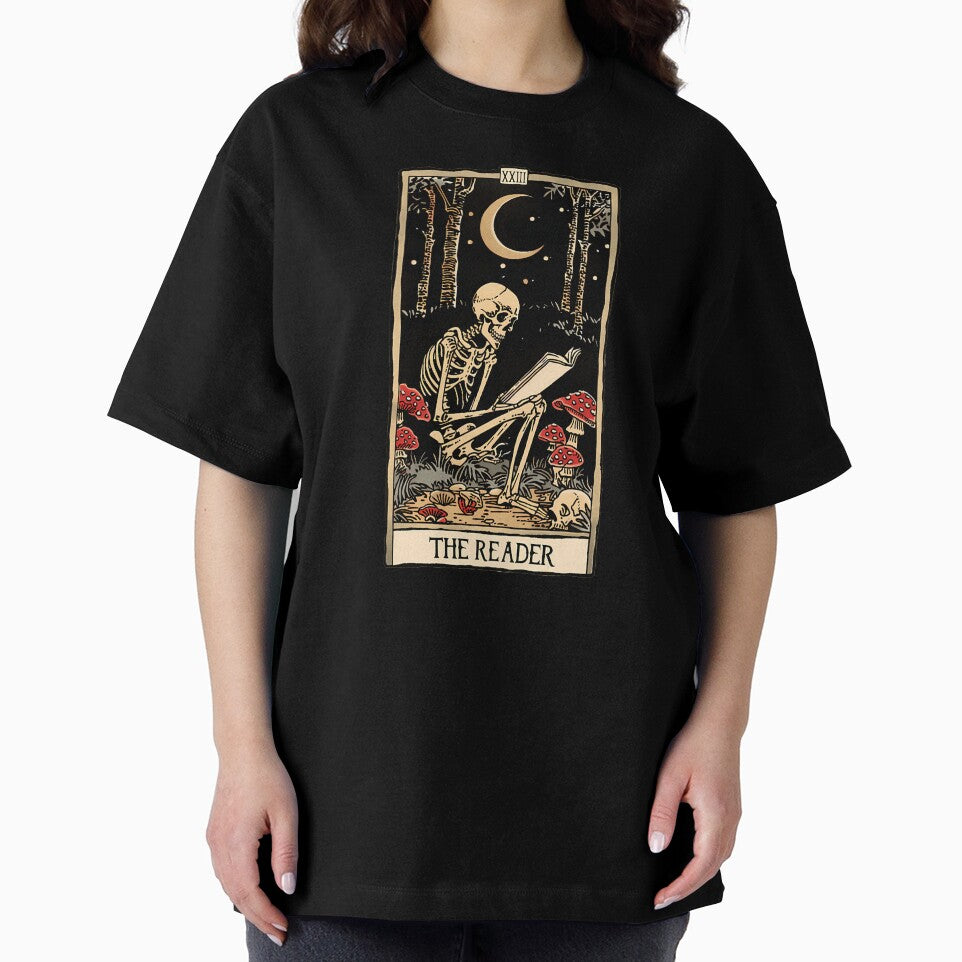 The Reader Antique Tarot Cartomancy - Skull And Mushrooms With Moon by Daylenow