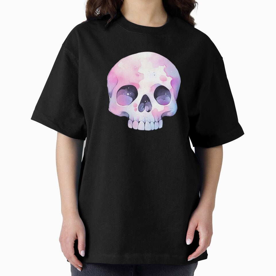 Cute Kawaii Pastel Goth Colorful Watercolor Skull by JstPeachy
