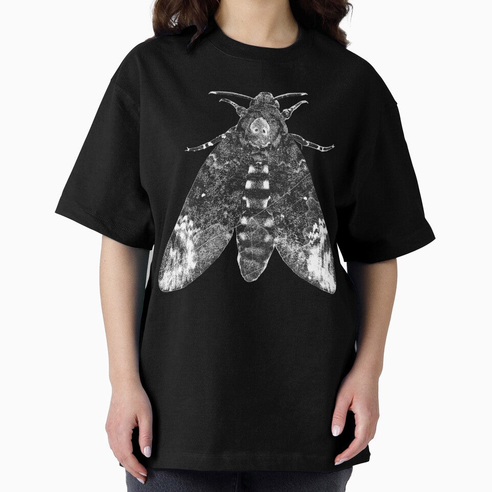 Deaths Head Moth Gothic Occult Black and White Illustration by Ghoul Enterprises