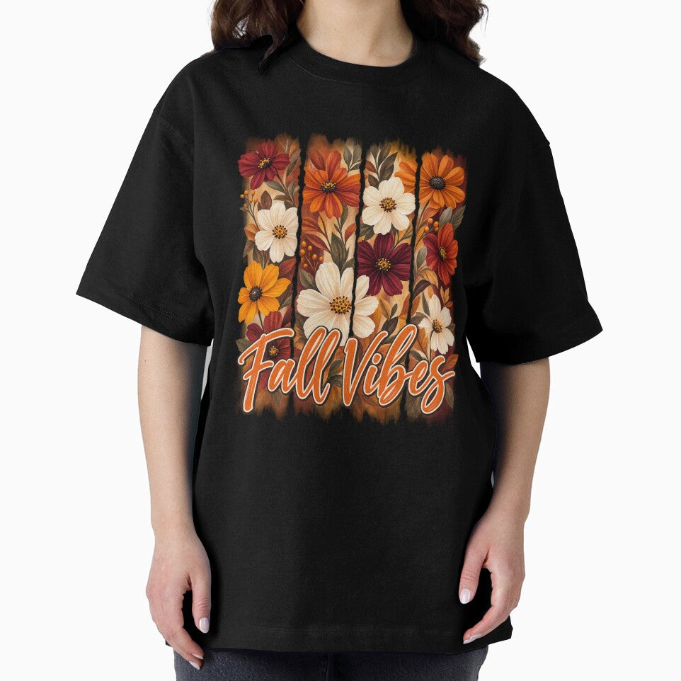 Fall Vibes Typography Floral Brushstroke Autumn Leaves Graphic by PACS0011