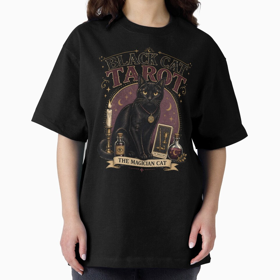 BLACK CAT TAROT The Magician Cat Halloween Vintage Screen Print by RoyesButler