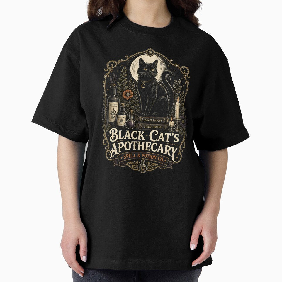 Black Cat's Apothecary Spell & Potion Co. Halloween Gothic Botanical Engraving by RoyesButler