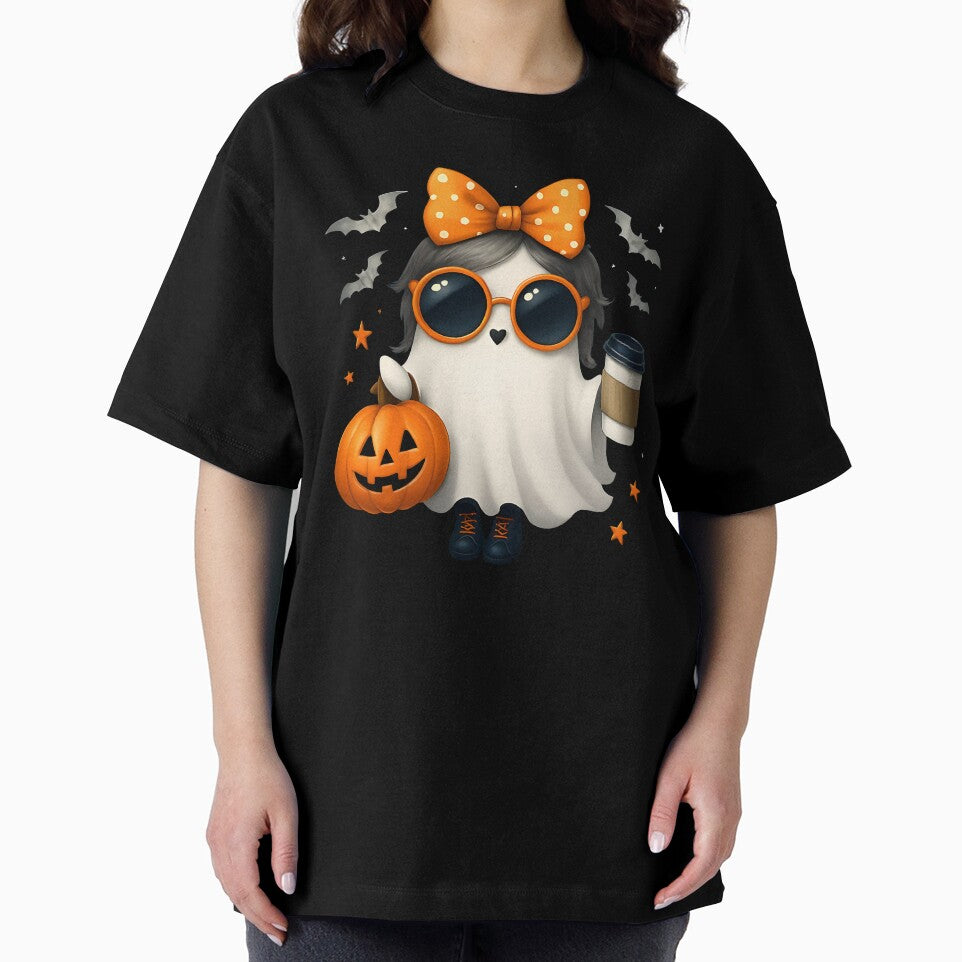 Spooky Cute Girly Ghost Halloween With Coffee and Pumpkin by KamalaDesign
