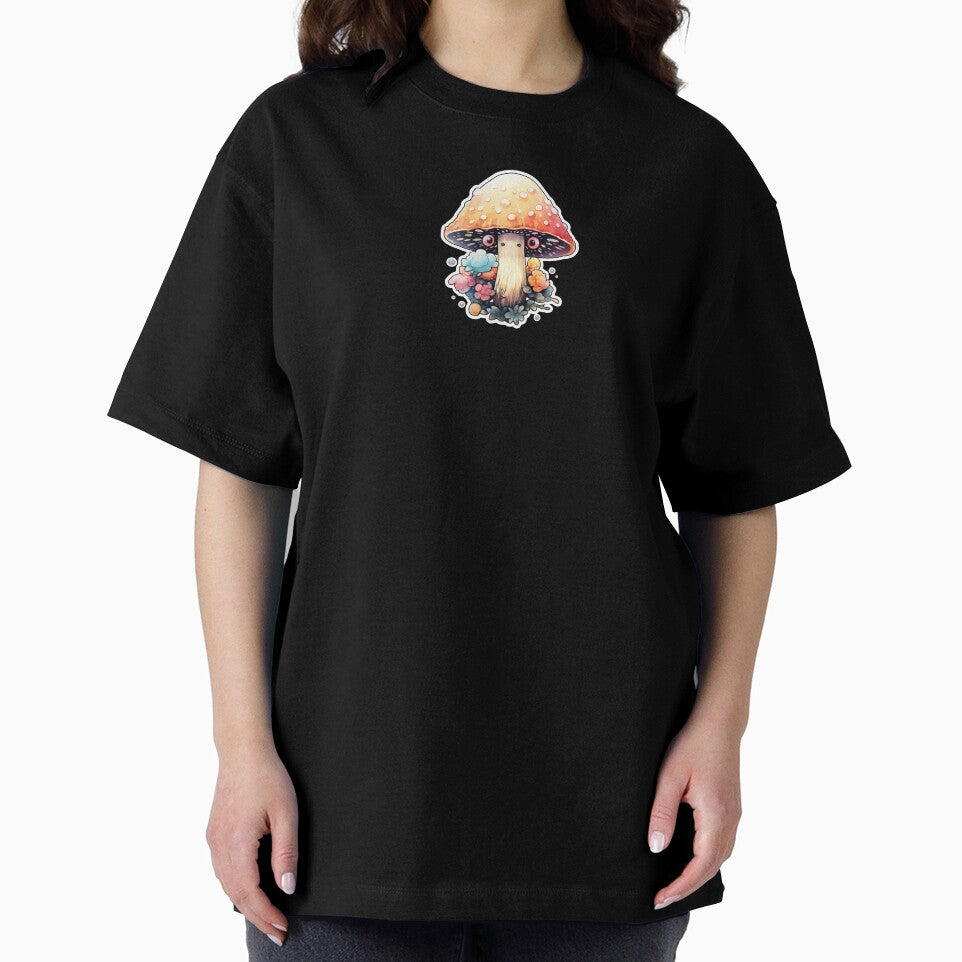Colourful Manga Mushroom | Black Drawing | Happy, Cute, Nature, Kawaii, Woods, Forest by FantasySoul