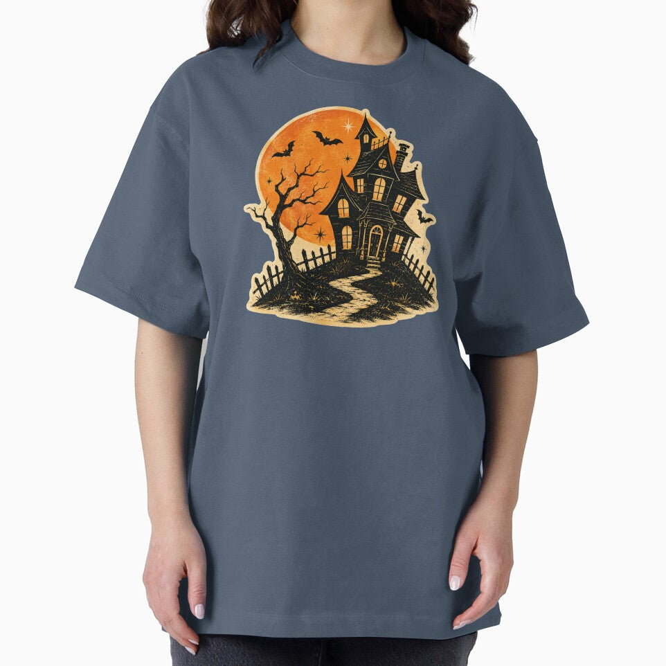 Vintage Haunted House | Retro Halloween Illustration | Distressed Spooky Art by Rewind Society
